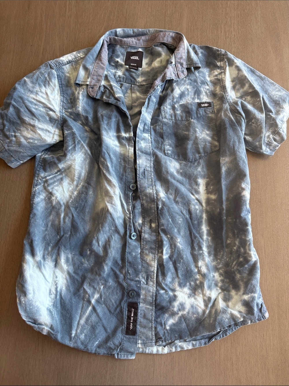 Vans Boys Blue & White Tie-Dye Button Down Shirt